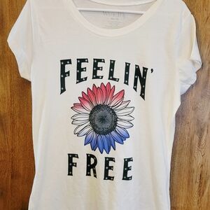 Wound Up White Tee with Red, Blue, and Black Graphic